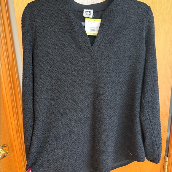 Anne Klein Black Textured Knit Top - Picture 7 of 7